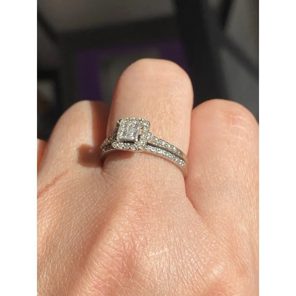 14k WG Diamond Engagement Ring & Band‎